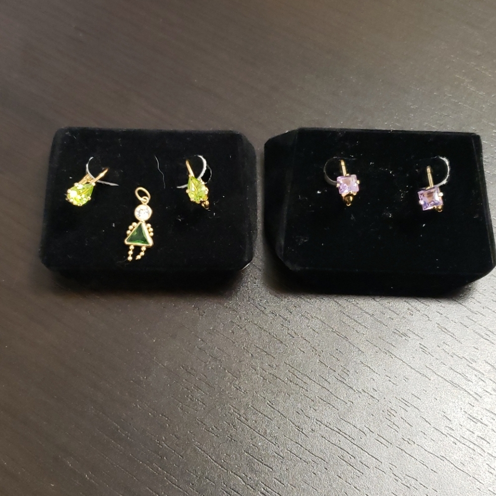 Birthstone Earrings with Birthstone Girl Charm